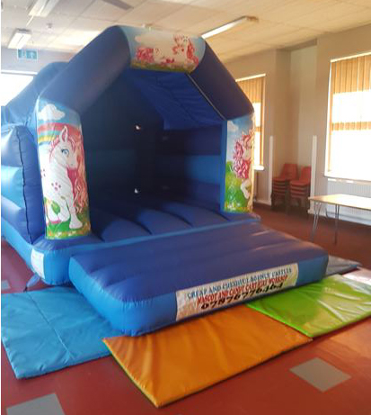 Picture of blue  disco Velcro bouncy castle
